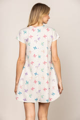 Floral Print Short Sleeve Dress|V-Neck Summer Mini Dress|High Waist Slim Fit Casual Dress for Daily or Date Wear