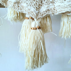 Loose Weave Natural Cotton Throw with Tassels or Pompoms | 130×220cm