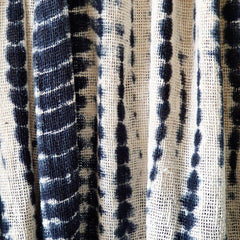 Dark Blue Tie-Dye Cotton Throw with Long Fringe | 125×195cm