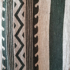 Green Pattern Raw Cotton Throw with Fringe | 125×195cm