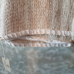 Natural Raw Cotton Throw with Stitched Pattern and White Hem | 138×190cm Soft & Breathable Cotton Blanket for Sofa & Bed
