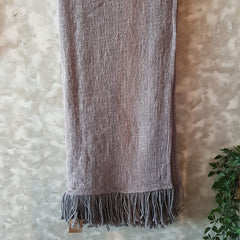 Grey Raw Cotton Throw with Fringe | 140×200cm Soft Minimalist Sofa & Bed Blanket
