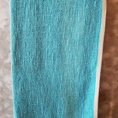 Aqua Blue Raw Cotton Throw with White Beaded Tassels | 140×200cm Soft & Bright Cotton Blanket for Sofa & Bed