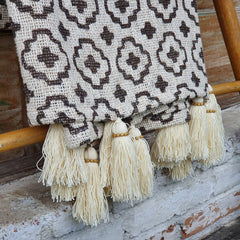 Woven Cotton Throw with Cross Pattern and Tassel Edge | 130×200cm