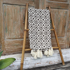 Woven Cotton Throw with Cross Pattern and Tassel Edge | 130×200cm