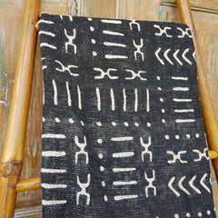 Natural Cotton Throw with Abstract Motif and Beaded Tassels | 145×216cm