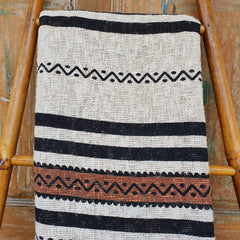 Black and Natural Cotton Throw with Black or Natural Tassels | 125×195cm