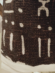 Natural Cotton Throw with Abstract Motif and Beaded Tassels | 145×216cm