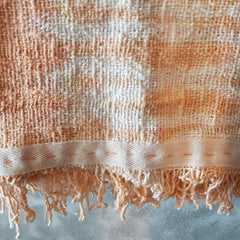 Orange & White Tie-Dye Raw Cotton Throw with Fringe | Soft & Breathable 145×200cm Cotton Blanket for Sofa, Bed & Travel