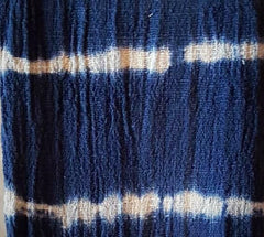 Navy & White Tie-Dye Raw Cotton Throw with White Tassels | 145×200cm Soft Handmade Cotton Blanket for Sofa & Bed