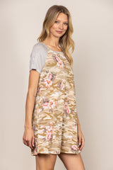 Light Yellow Floral Short Sleeve Dress|High Waist A-Line Summer Mini Dress|Elegant and Casual Vacation Style