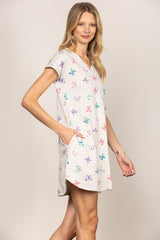 Floral Print Short Sleeve Dress｜V-Neck Summer Mini Dress｜High Waist Slim Fit Casual Dress for Daily or Date Wear