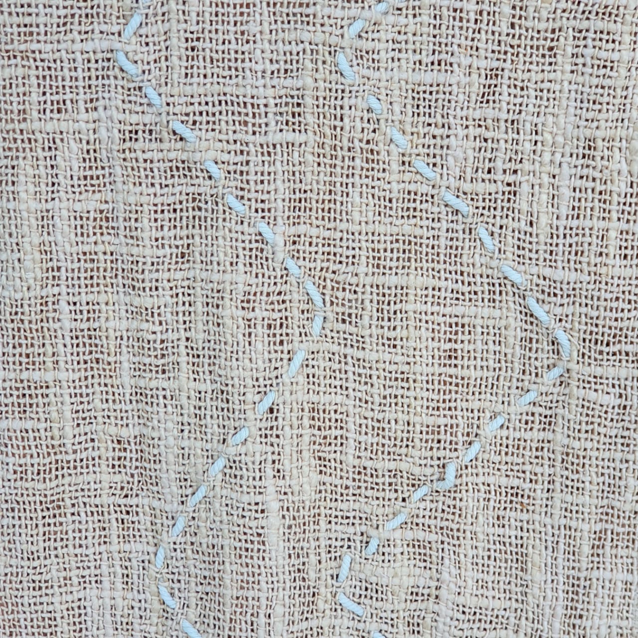 Peach Cotton Throw with Zigzag Stitch Design and Natural Tassels | 125×195cm