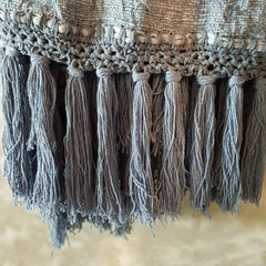 Grey Stitch Pattern Raw Cotton Throw with Grey Tassels | Soft & Breathable 145×200cm Cotton Blanket for Sofa and Bed