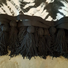 Black & White Canvas Tie-Dye Throw with Black Tassels | 140×200cm