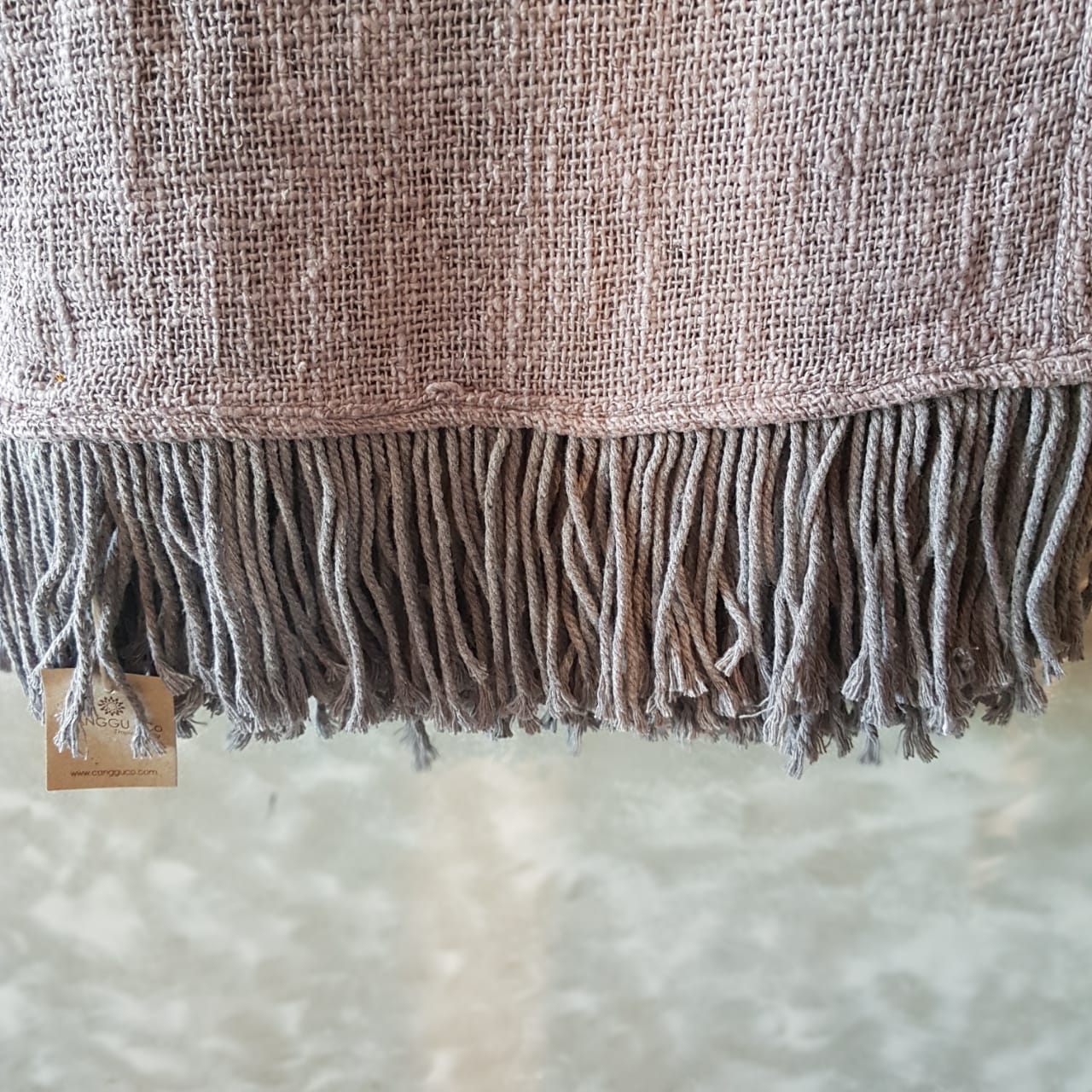 Grey Raw Cotton Throw with Fringe | 140×200cm Soft Minimalist Sofa & Bed Blanket