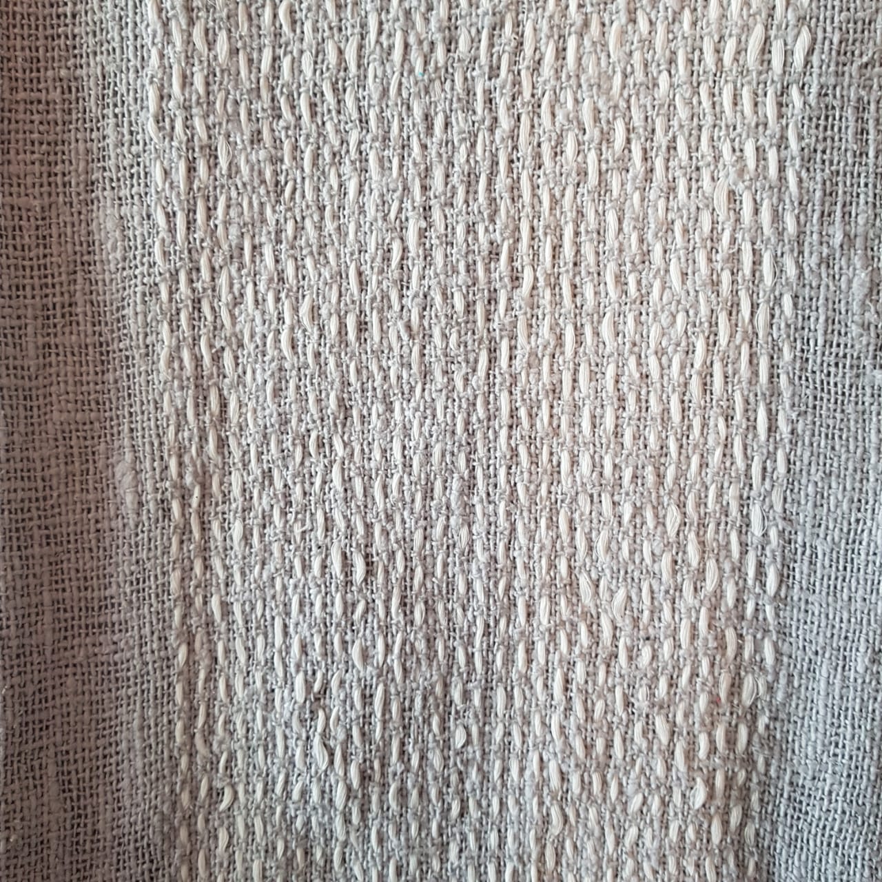 Natural Raw Cotton Throw with Stitched Pattern and White Hem | 138×190cm Soft & Breathable Cotton Blanket for Sofa & Bed