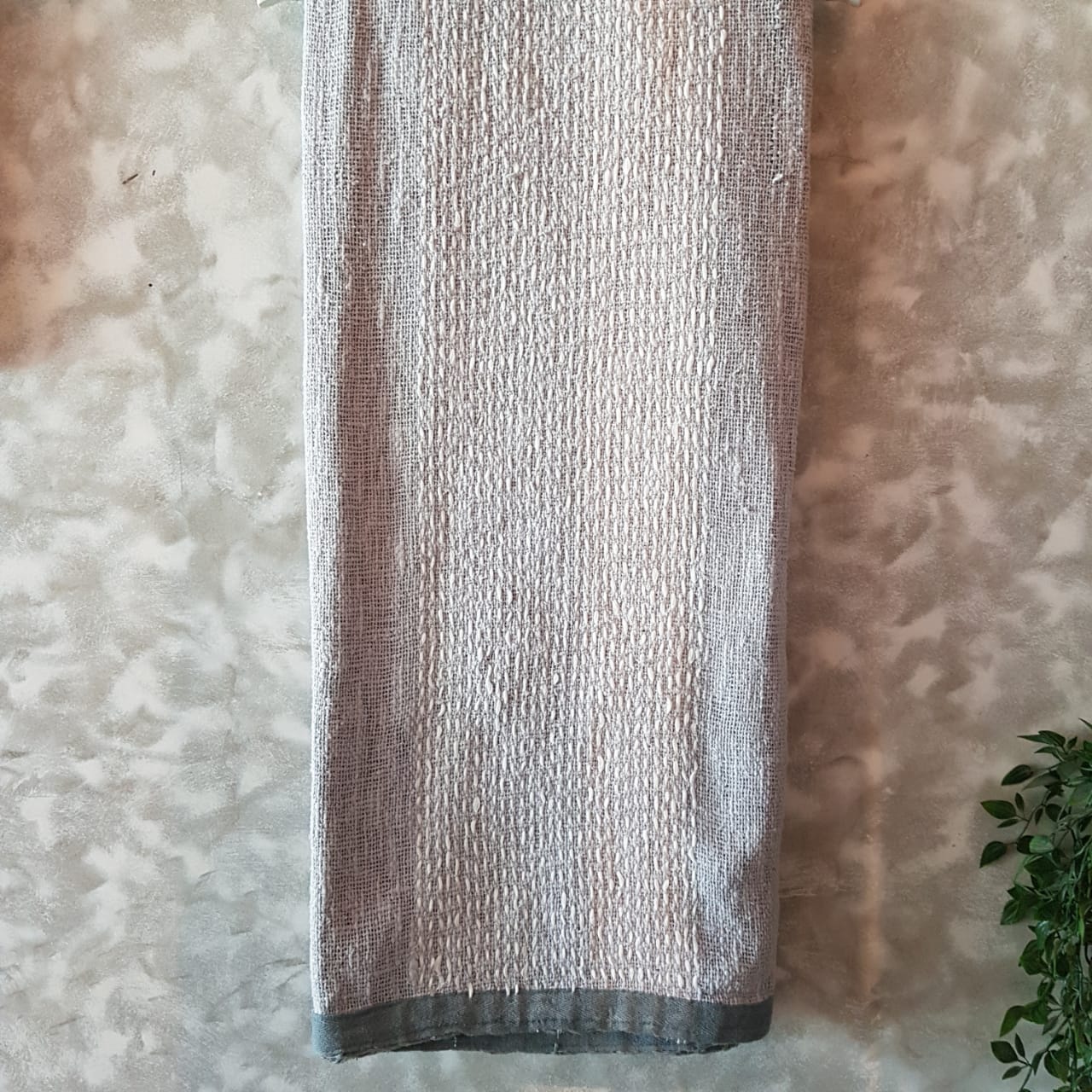 Light Grey Raw Cotton Throw Blanket with White Stitch Detail | Soft & Breathable 145×200cm Cotton Blanket for Home or Travel