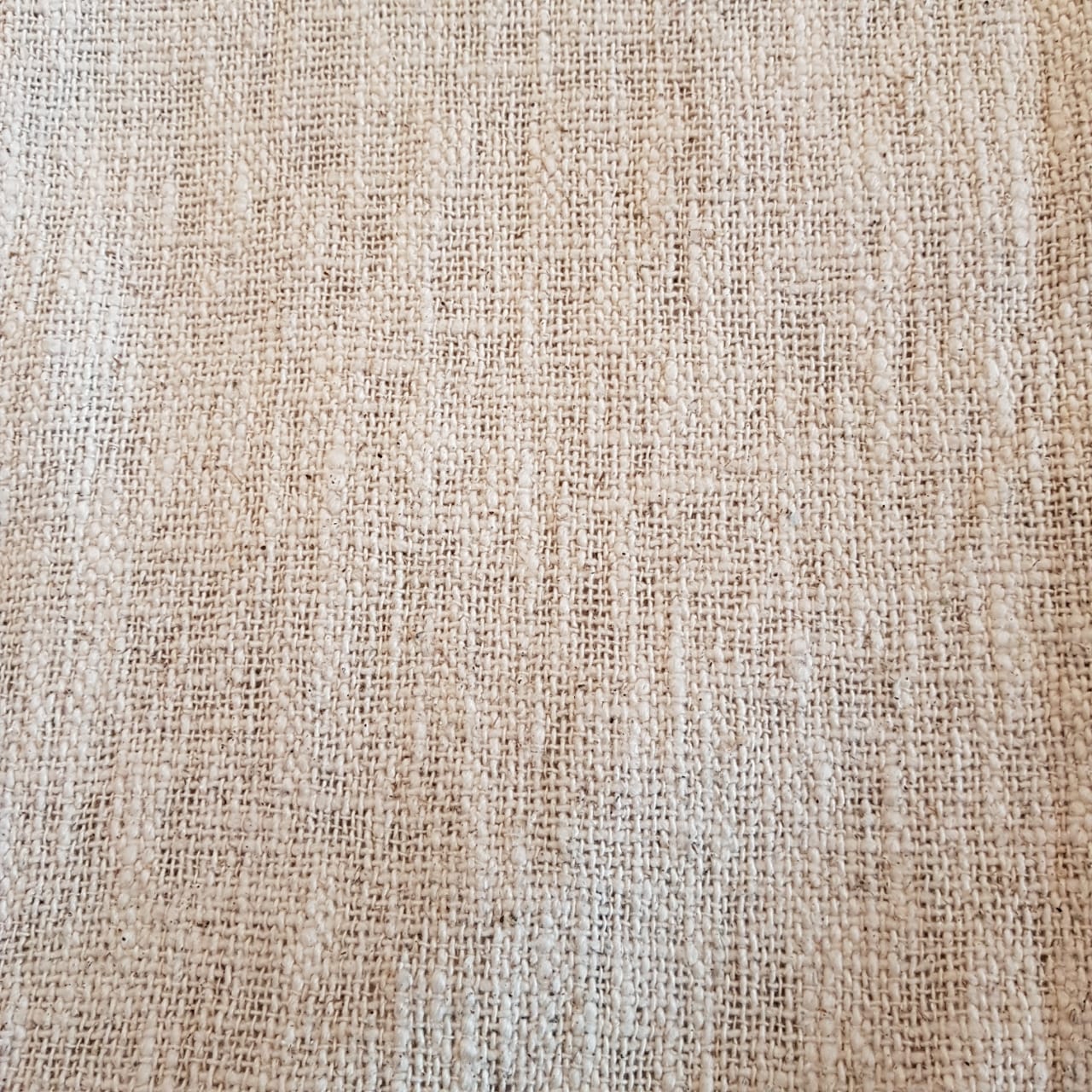 Natural Raw Cotton Throw with Light Blue Beaded Tassels | 125×195cm