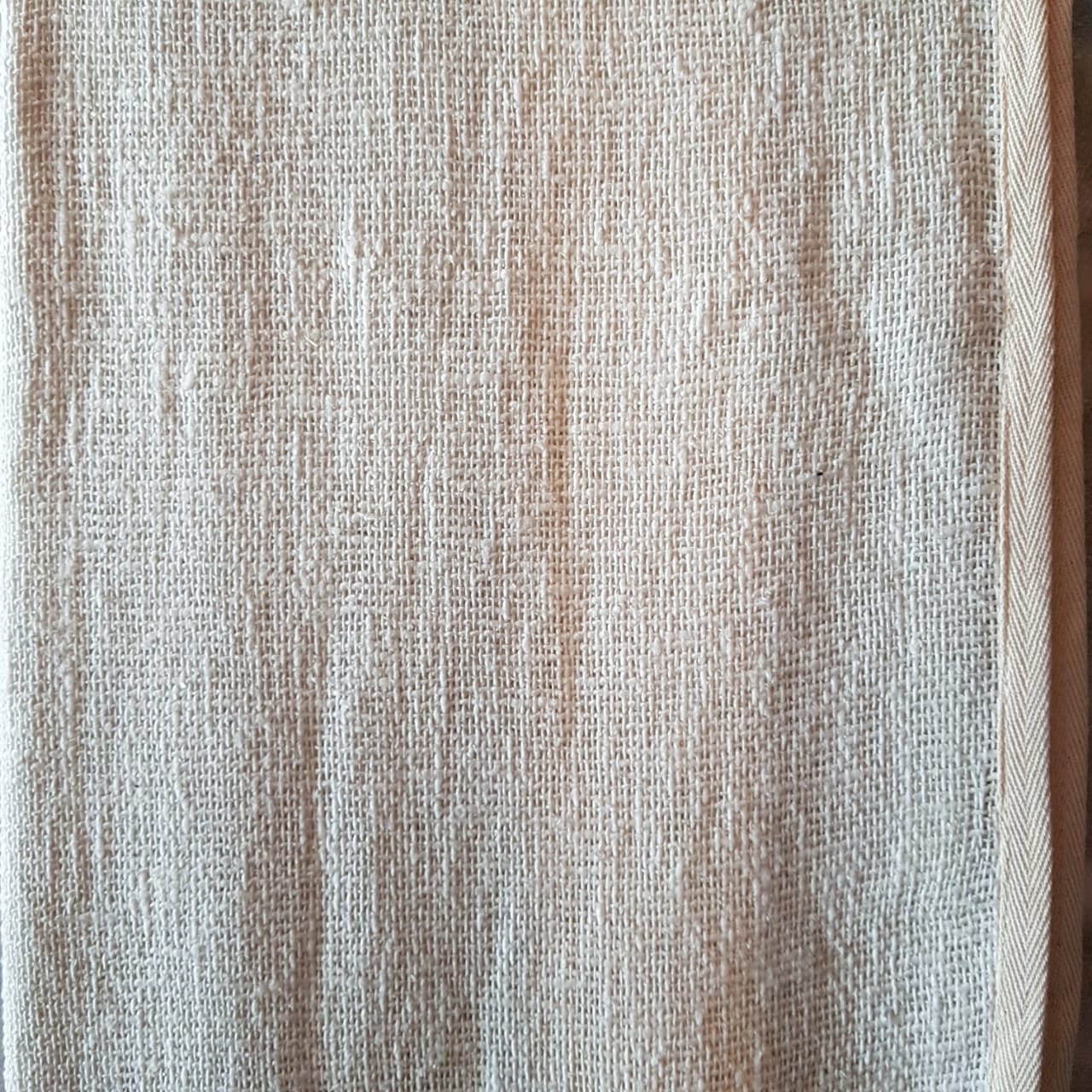 White Woven Cotton Throw with Black Tassels and Wooden Beads | 130×200cm