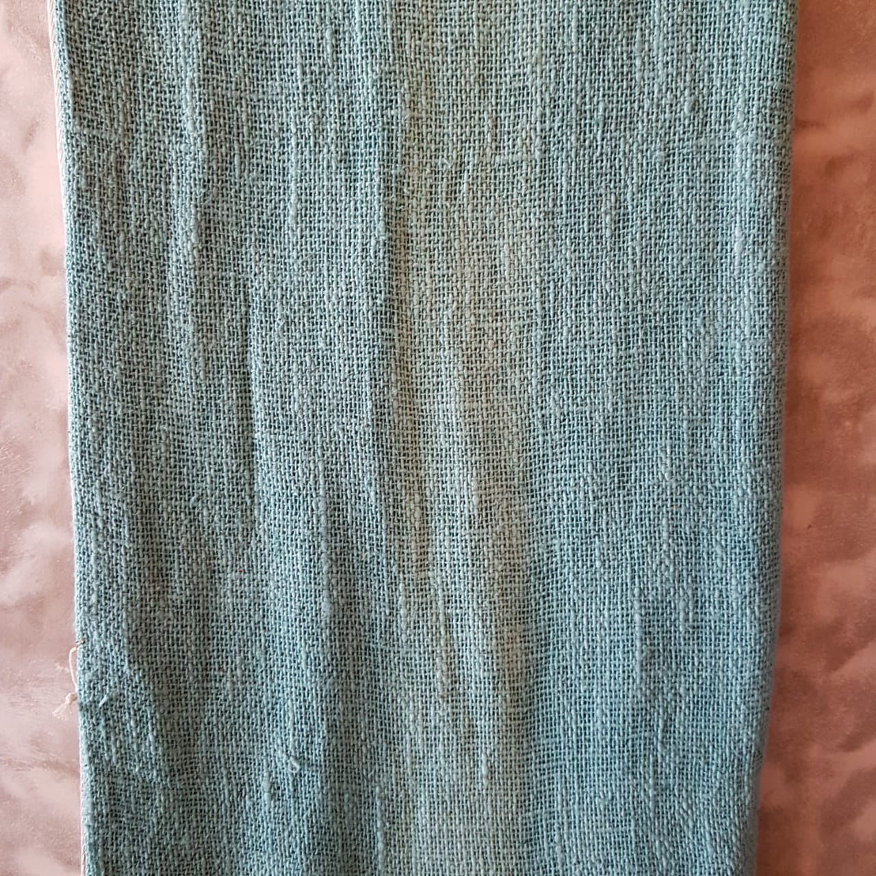 Soft Baby Blue Woven Cotton Throw with Natural Tassels and Wooden Beads | 130×200cm