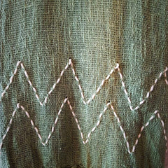 Soft Green Raw Cotton Throw with White Stitch Pattern | 140×200cm Breathable Cotton Blanket for Sofa & Bed