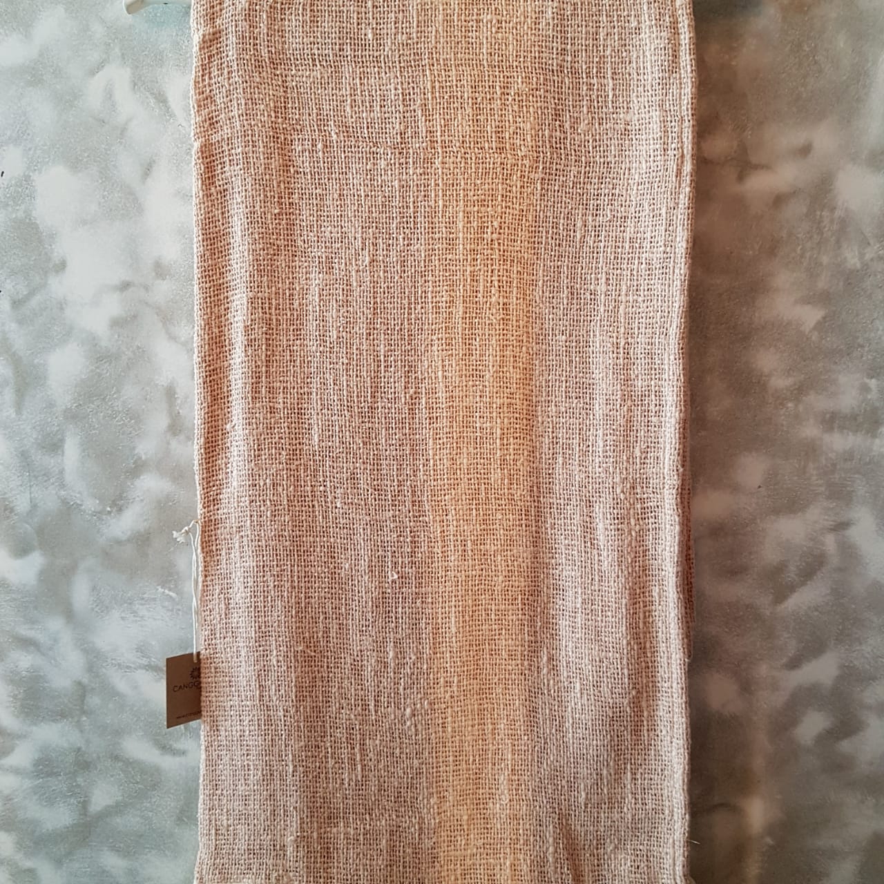 Light Pink Raw Cotton Throw with White Tassels | 143×216cm Soft & Breathable Cotton Blanket for Sofa & Bed