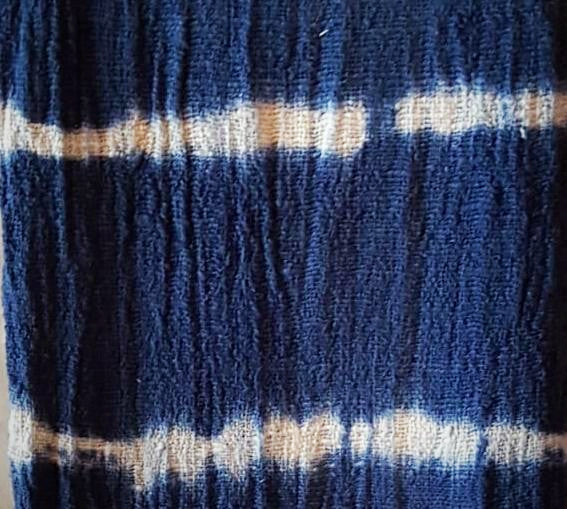 Navy & White Tie-Dye Raw Cotton Throw with White Tassels | 145×200cm Soft Handmade Cotton Blanket for Sofa & Bed