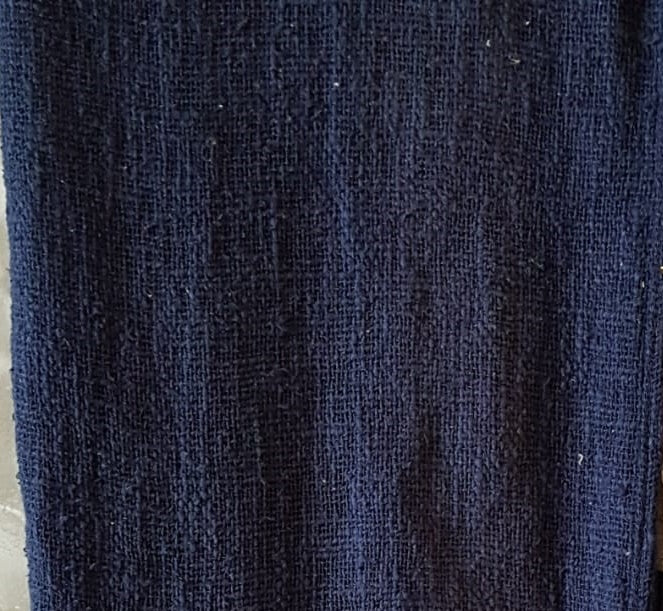 Navy Blue Raw Cotton Throw with Natural Beaded Tassels | 140×200cm Soft Cotton Blanket for Sofa & Bed